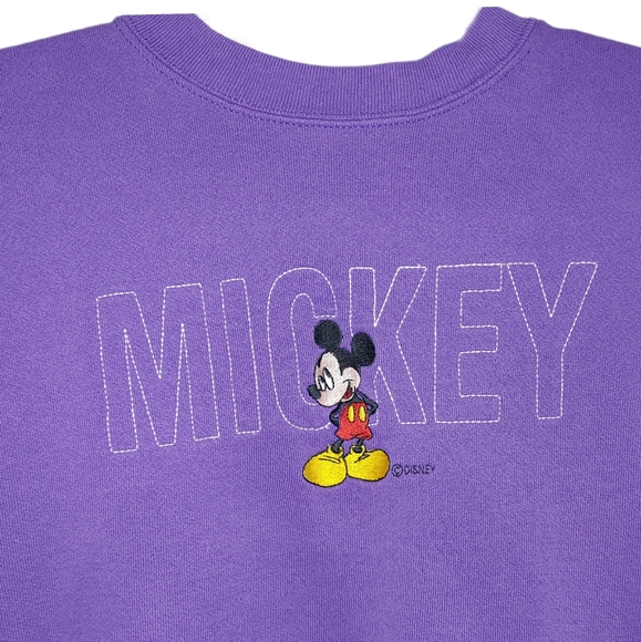 Vintage Womens Sz. L Purple Mickey Mouse Crew Neck Sweater With Embroidered Logo - Picture 2 of 9
